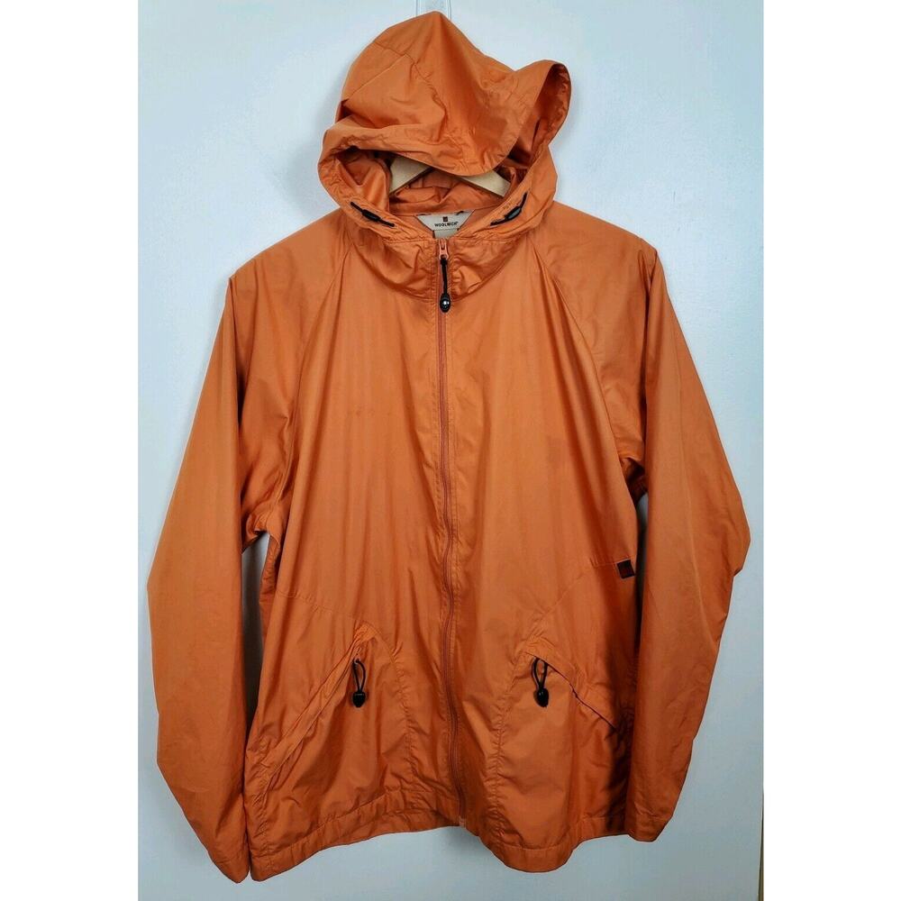 Woolrich Women's Size Large L Orange Ultra Light Windbreaker Jacket Hood